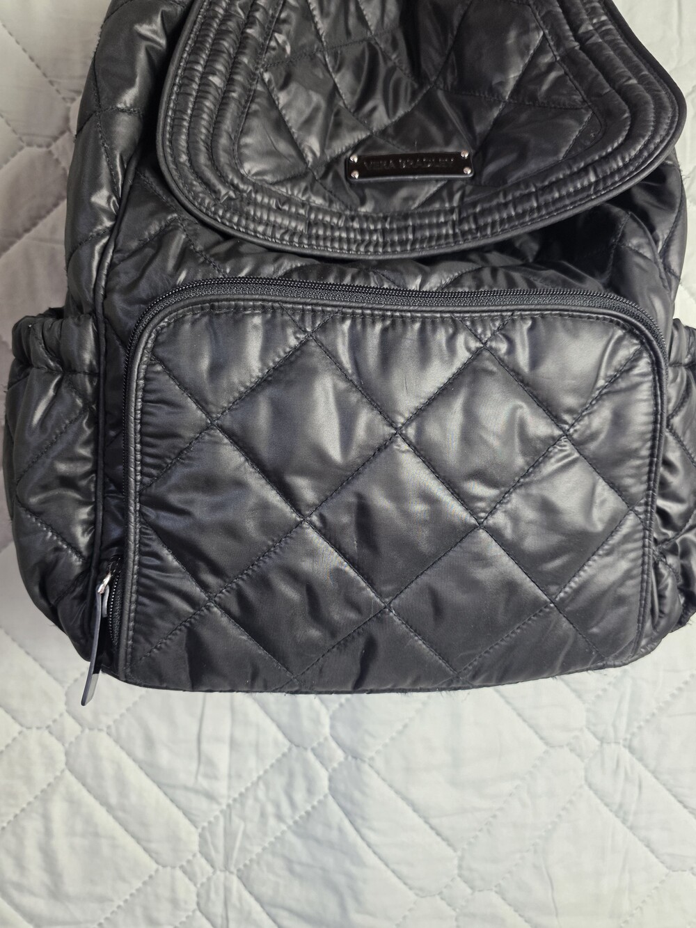 Vera Bradley Ultimate Backpack Solid Black Quilted Multipocket - Picture 9 of 10